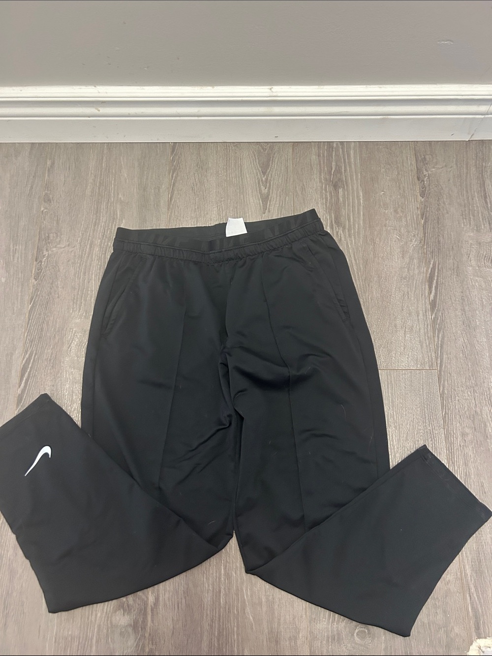 Nike Black Track Pants with White Swoosh